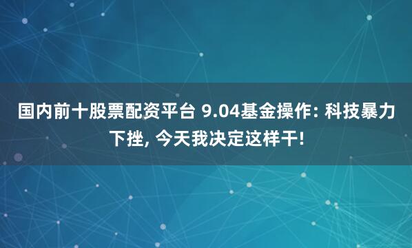 国内前十股票配资平台 9.04基金操作: 科技暴力下挫, 今天我决定这样干!