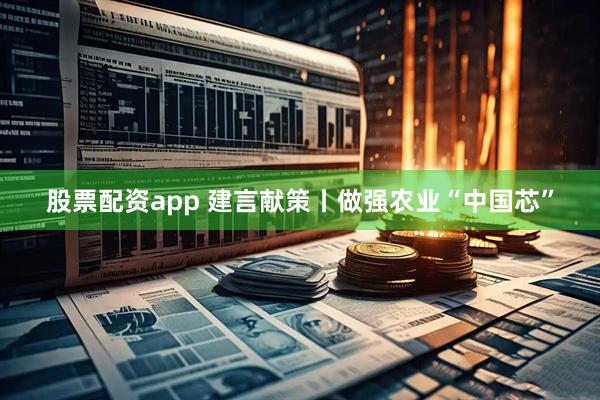 股票配资app 建言献策丨做强农业“中国芯”