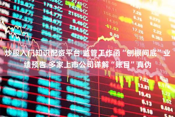 炒股入门知识配资平台 监管工作函“刨根问底”业绩预告 多家上市公司详解“账目”真伪